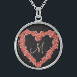 Floral Rose Heart monogram Wedding Party Keepsake Sterling Silver Necklace<br><div class="desc">Customize this design today! This gift is perfect for expression for the special occasion.
 Come check out our store,  for all our cool designs.</div>