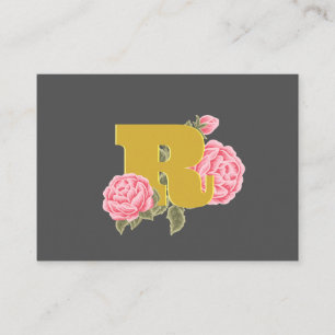 Floral Rose Initial Letter Monogram Name Couple Business Card