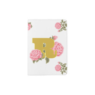 Floral Rose Initial Letter Monogram Name Couple Passport Holder