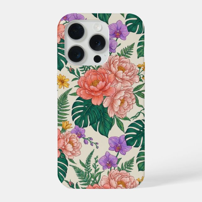 Floral Rose iPhone 15 Case – Elegant Flower Design (Back)