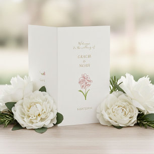 Floral Rose Ivory Folded Card Wedding Program