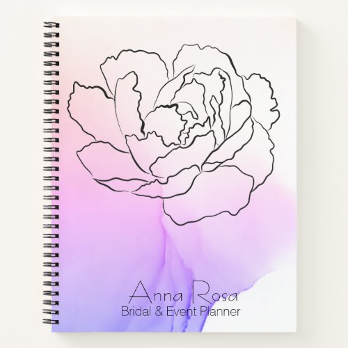  Floral Rose Lavender  Pink Pastel Watercolor Notebook