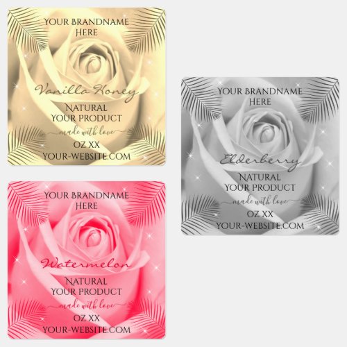 Floral Rose Light Cream Gray Pink Product Labels