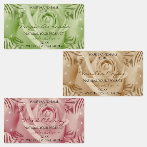 Floral Rose Light Red Brown Green Product Labels
