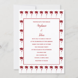 Floral Rose Patterns Terracotta Elegant Wedding Invitation