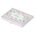 Floral Rose Personalized Name Business Card Holder at Zazzle