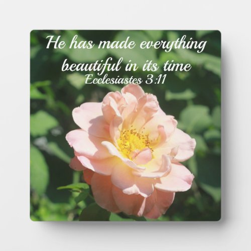 Floral Rose Photo Inspirational Text Ecclesiastes Plaque