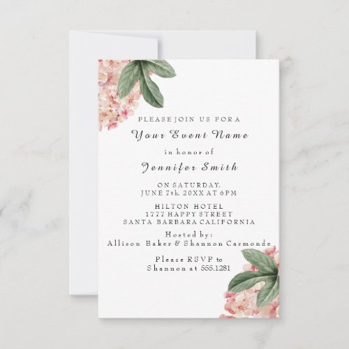 Floral Rose Pink Bridal Wedding Sweet 16th White Invitation