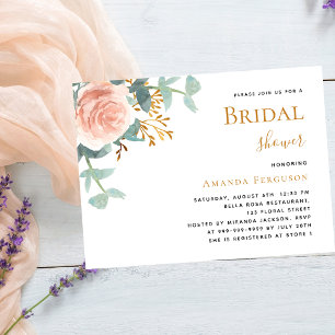 Floral rose pink greenery Bridal Shower Invitation