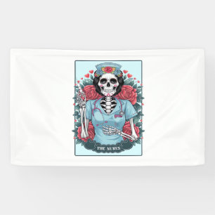 Floral Rose Skeleton Nurse Tarot Card Halloween Es Banner