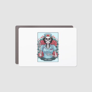 Floral Rose Skeleton Nurse Tarot Card Halloween Es Car Magnet