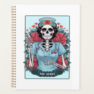 Floral Rose Skeleton Nurse Tarot Card Halloween Es Planner