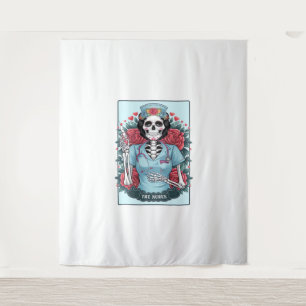 Floral Rose Skeleton Nurse Tarot Card Halloween Es Tapestry