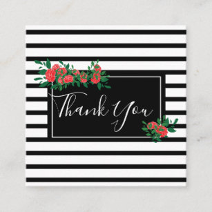 Floral Rose Thank You Square Business Card