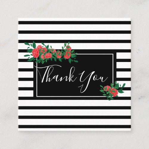 Floral Rose Thank You Square Business Card