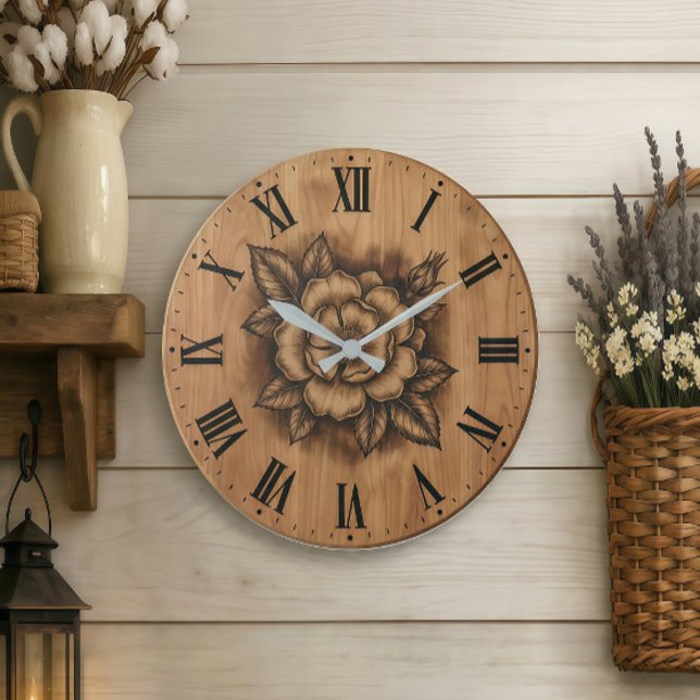 Floral Rose Wall Clock | Rustic Farmhouse Decor (Creator Uploaded)