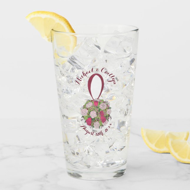 Floral Rose Wedding Bridal Shower Bouquet Favor Glass (Front Ice)