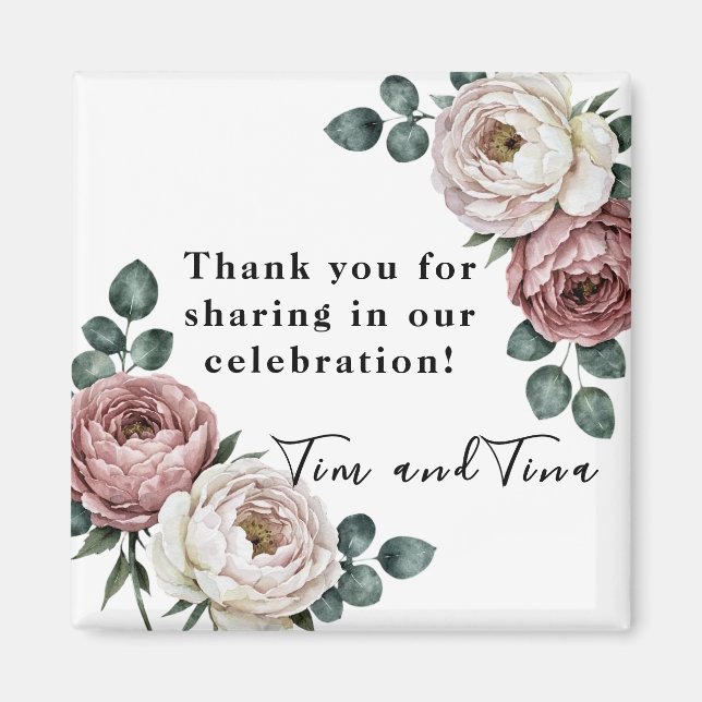 Floral Rose Wedding Favor Magnet (Front)