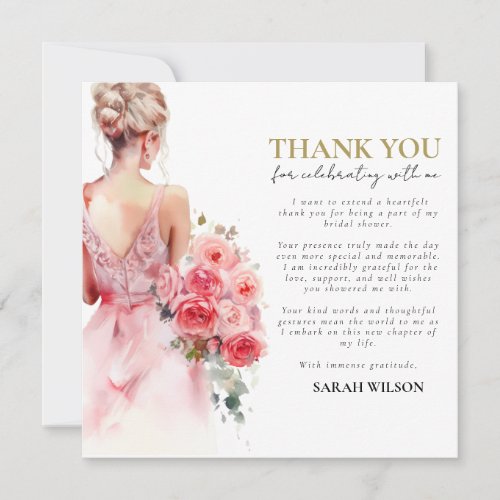 Floral Rose Wedding Gown Thank You