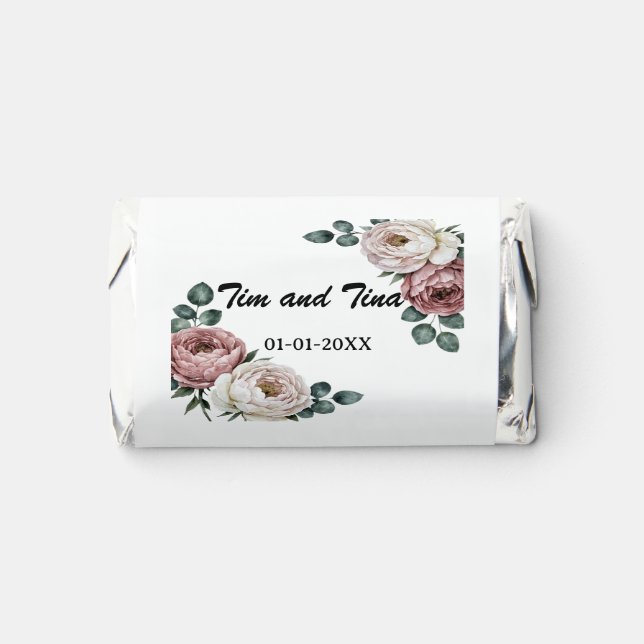 Floral Rose Wedding Hershey Candy Favor (Front)