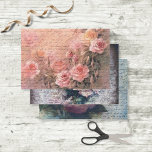 Floral Roses Antique Handwriting Decoupage Variety Wrapping Paper Sheets