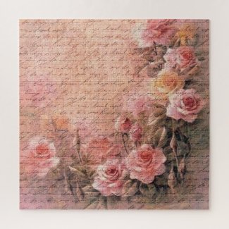 Floral Roses Antique Handwriting