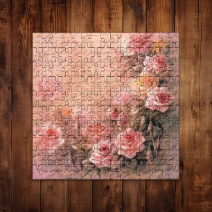 Floral Roses Antique Handwriting Jigsaw Puzzle