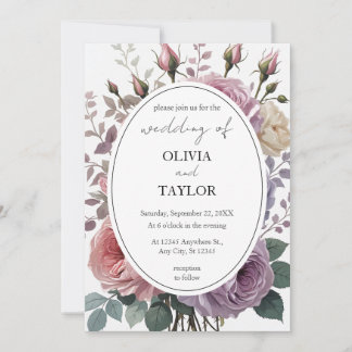 Floral Roses Boho Rustic Wedding Invitation