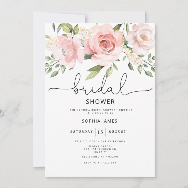 Floral roses Bridal shower Invitation | Zazzle