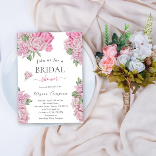 Floral roses Bridal shower Invitation