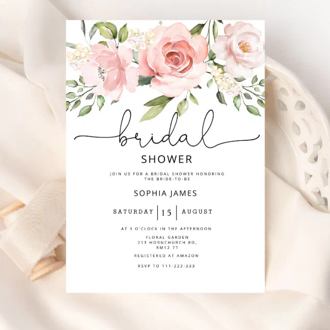 Floral roses Bridal shower Invitation | Zazzle