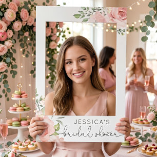Floral Roses Bridal Shower Photo Booth Selfie Frame