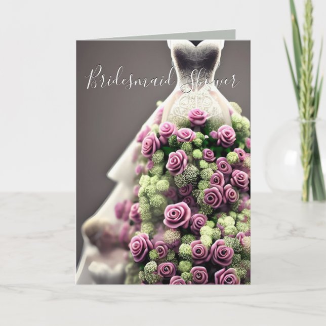 Floral Roses Dress Bridal Shower Card (Front)