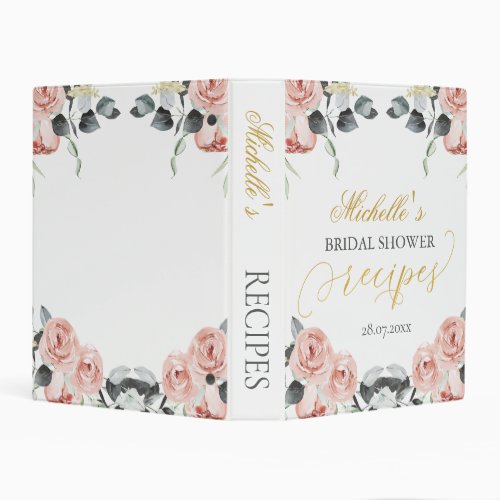 Floral Roses Eucalyptus Bridal Shower Recipe  Mini Binder