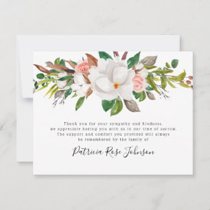Floral Roses Funeral Memorial Thank You Card