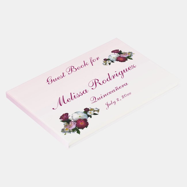 Floral Roses Garden Flowers Quinceanera Guest Book