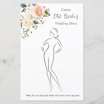Floral Roses Guess The Dress Bridal Shower Game by IrinaFraser at Zazzle