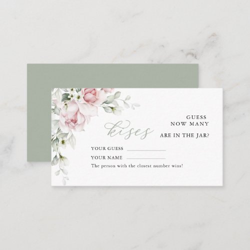 Floral Roses   How Many Kisses Wedding Game card