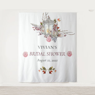 Floral Roses & Lantern Bridal Shower Photo Booth Tapestry
