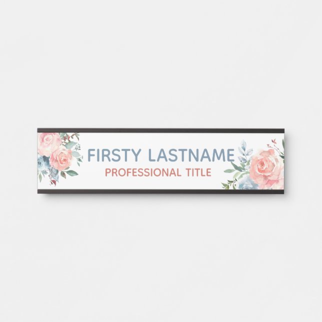 Floral Roses Office Door Sign Name Plate (Front)