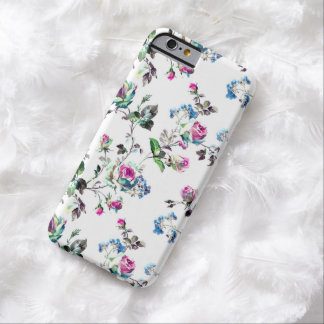 Floral Roses Pattern - Pink and Blue Barely There iPhone 6 Case
