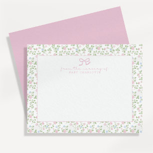 Floral Roses Personalized Nursery Note Card