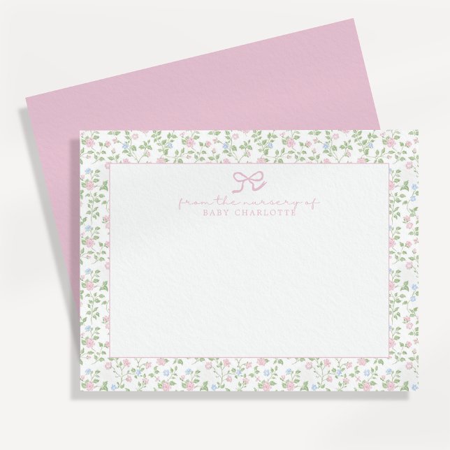 Floral Roses Personalized Nursery Note Card (Creator Uploaded)