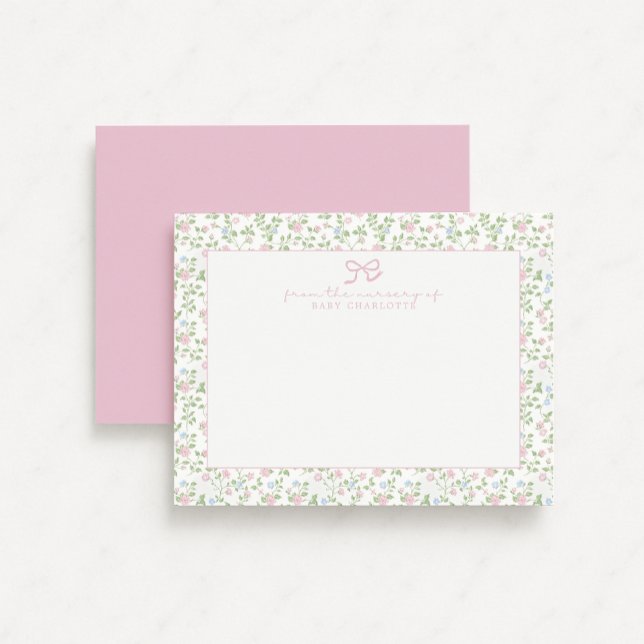 Floral Roses Personalized Nursery Note Card (Creator Uploaded)