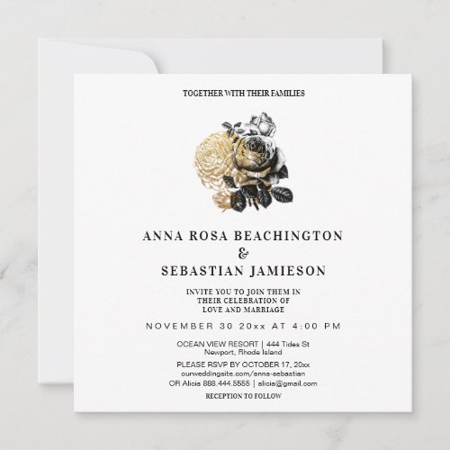  Floral Roses PHOTO AR8 RSVP Wedding Invitation