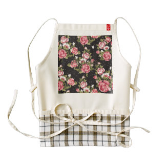 floral,roses,red,black,background,shabby chic,pink zazzle HEART apron