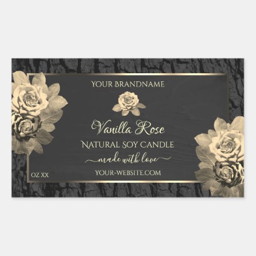Floral Roses Rustic Black Tree Bark Product Labels