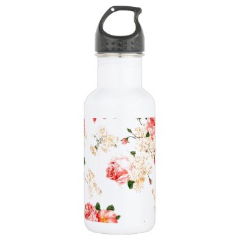 Floral Roses Stainless Steel Water Bottle by Passion4creation at Zazzle