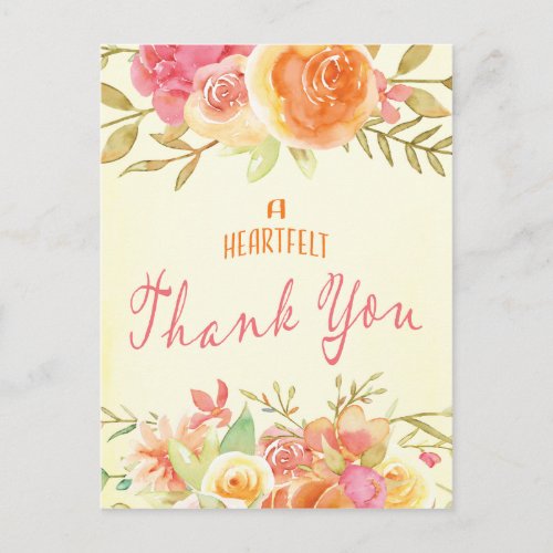 Floral Roses Thank You Graduation Postcard