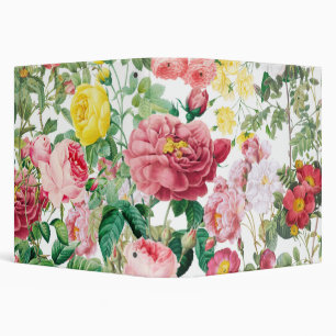 Floral Roses Vintage Spring Garden 3 Ring Binder